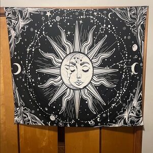 Black and White Sun & Moon Wall Tapestry - Bohemian Home Wall Decor